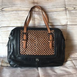 Elliot Luca 2 tone leather woven purse